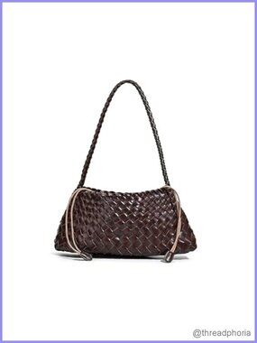 Hand Woven Leather Shoulder Bag Daily Purse Hobo Handbag